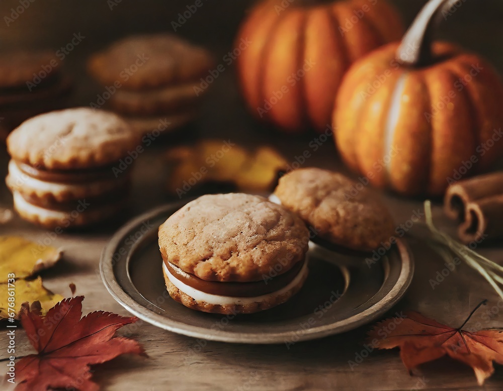 Pumpkin whoopie pies, fall season baking, Thanksgiving