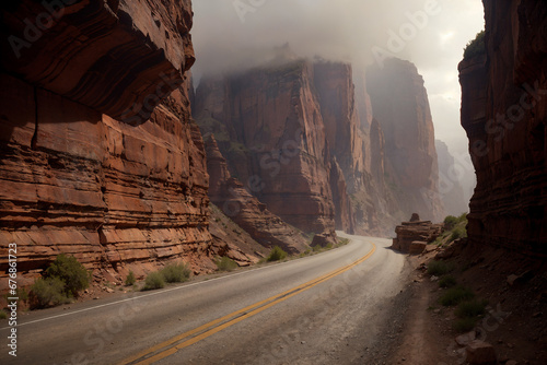 A winding road in the canyon mountains. photo