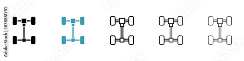 Rear wheel propeller shaft vector illustration set. Car axle transmission axis symbol for UI designs. photo