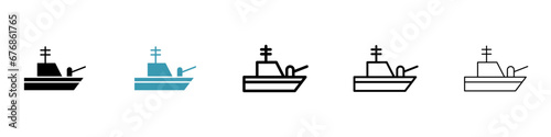 Navy warship vector illustration set. Army boat battleship icon suitable for apps and websites. photo
