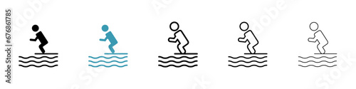 High jump pool board vector illustration set. Swimmer jumping symbol for UI designs.
