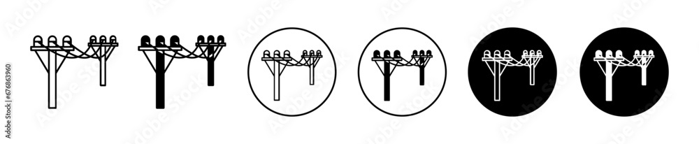 power pole vector icon illustration set - obrazy, fototapety, plakaty 