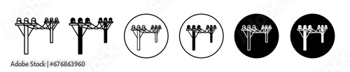 power pole vector icon illustration set