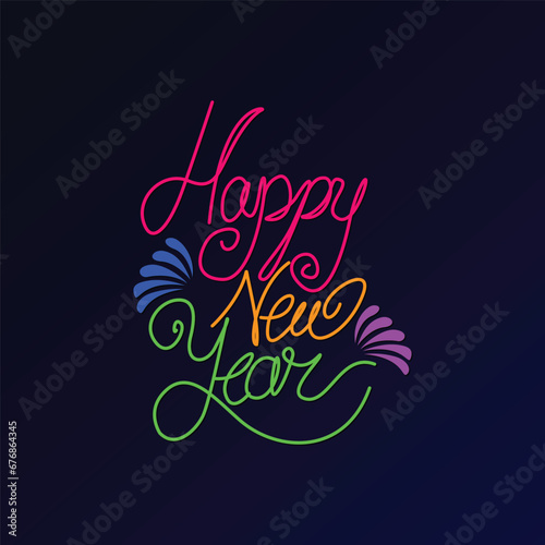 Happy New Year, new year greetings card, new year typography