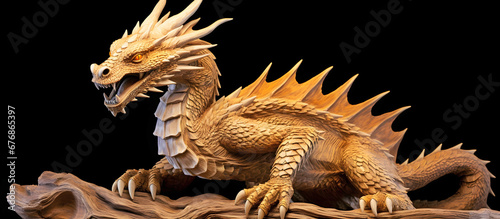 Panorama Chinese wooden dragon 2024.AI generated.	