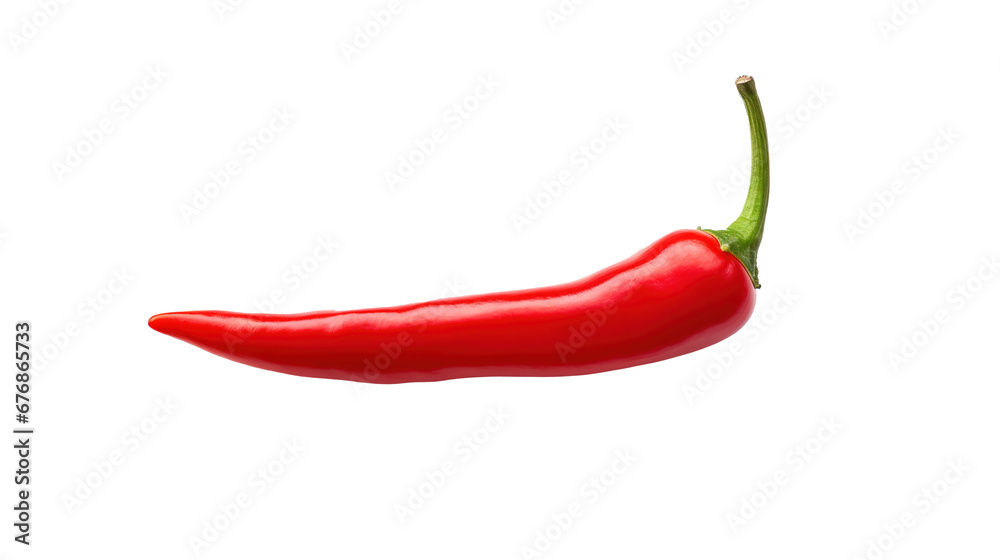 Red hot chili pepper isolated on transparent background, image with background removed, created with Generative Ai technology. Red hot chili pepper isolated on transparent background, image with background removed, created with Generative Ai technology.