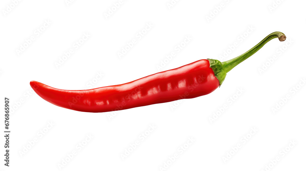 Red hot chili pepper isolated on transparent background, image with background removed, created with Generative Ai technology. Red hot chili pepper isolated on transparent background, image with background removed, created with Generative Ai technology.