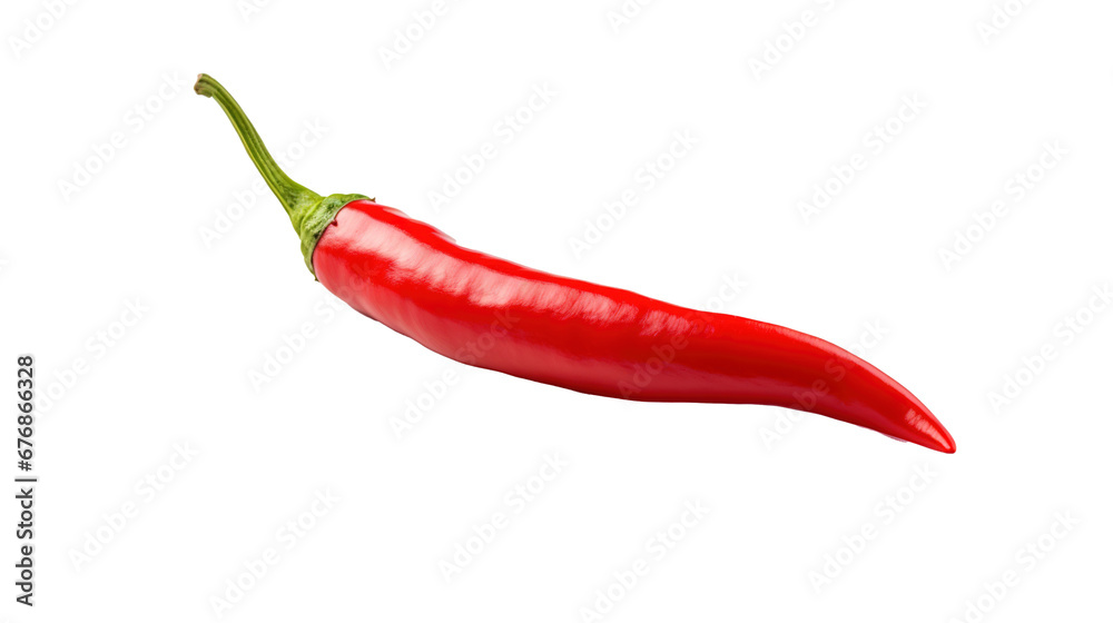 Red hot chili pepper isolated on transparent background, image with background removed, created with Generative Ai technology. Red hot chili pepper isolated on transparent background, image with background removed, created with Generative Ai technology.