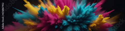  Burst of colorful powder. A dynamic and vibrant moment captured as colorful powder explodes  creating a visually striking display  Generative AI.