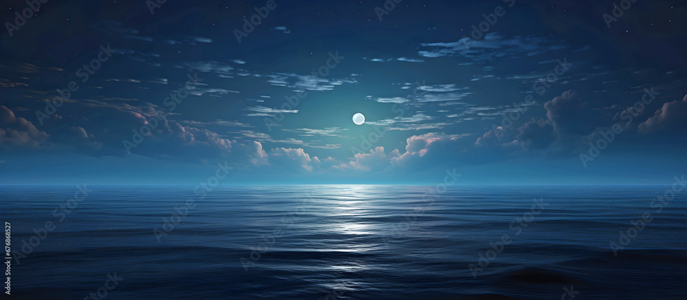 sea, night sky and clouds. AI generated.