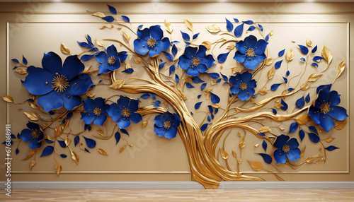 door with flowers  generating by AI technology