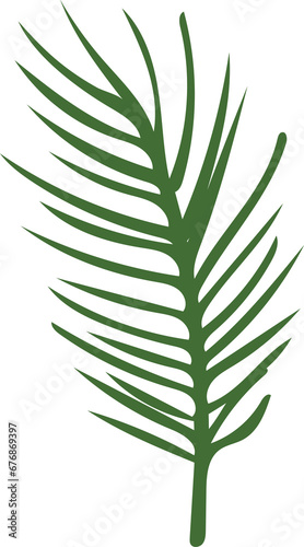 Green Christmas Leaves Hand Drawn Plant Decoration © my