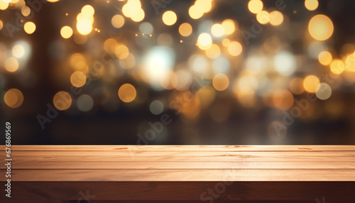 table with bokeh background Generated by AI technology