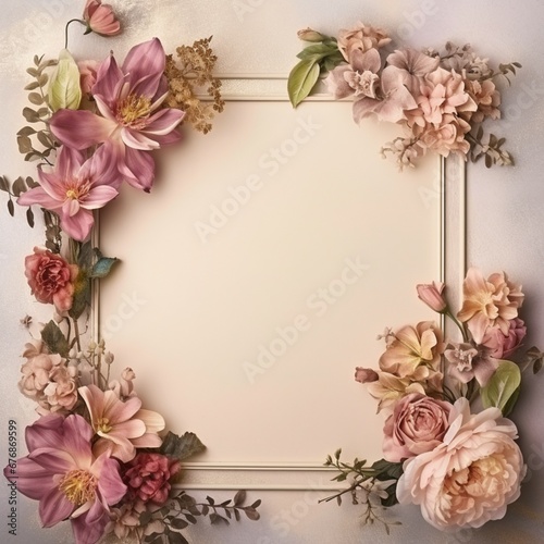 background flower frame, flower art, AIgenerated 