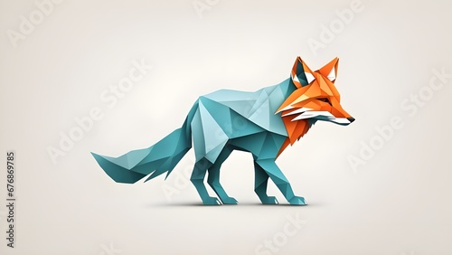 Poly geometrical fox origami illustration icon