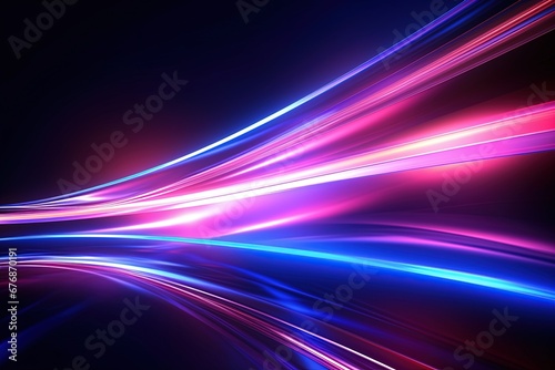 Abstract background with glowing lines in blue and pink colors.