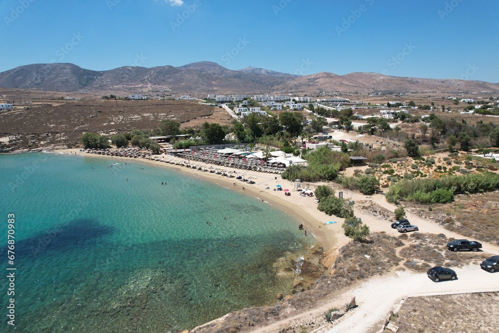 Aerial views from over the Punda Coast on the Greek Island of Paros