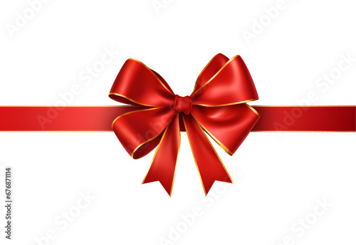 Christmas ribbon and bow with christmas color on white background