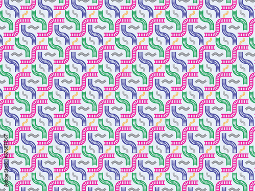 Seamless hand-draw colorful geometric dash line pattern