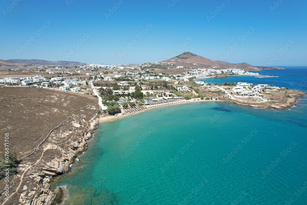 Aerial views from over the Punda Coast on the Greek Island of Paros