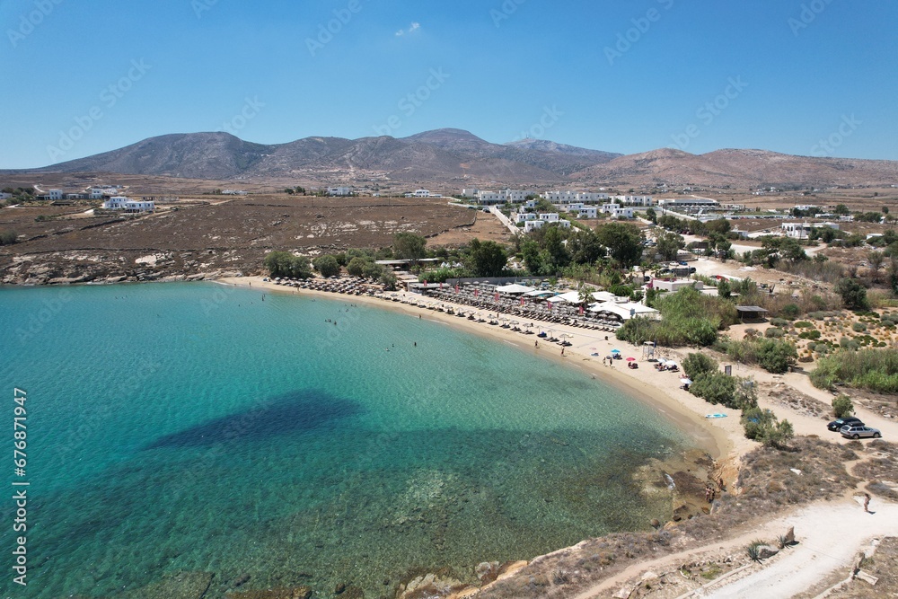 Naklejka premium Aerial views from over the Punda Coast on the Greek Island of Paros