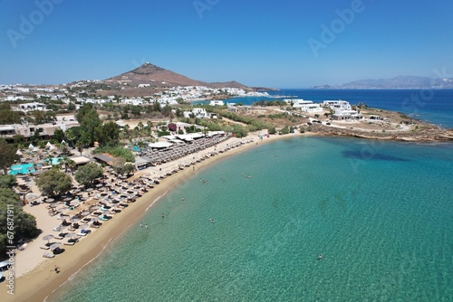 Aerial views from over the Punda Coast on the Greek Island of Paros