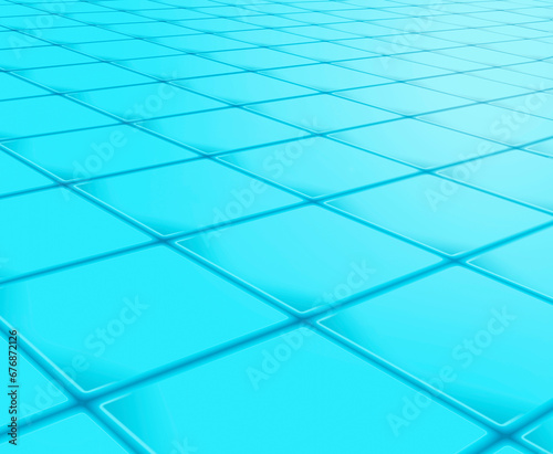 Rendering reflective surface or floor made of square tiles in blue