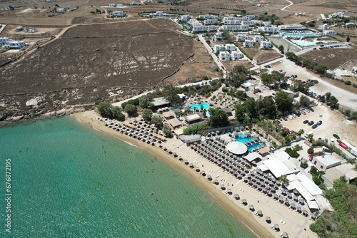 Aerial views from over the Punda Coast on the Greek Island of Paros