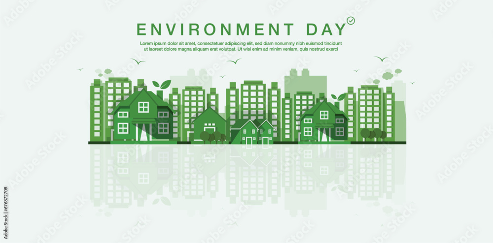 Fototapeta premium green city environmental sustainability concept Vector illustration