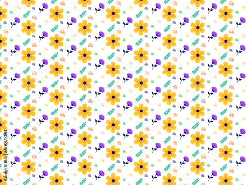 Purple and yellow flower background pattern 