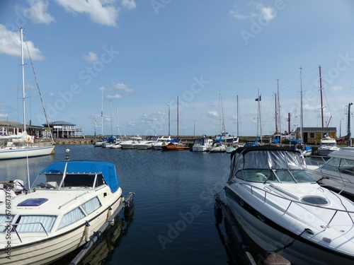 Boats on the water surface at Bornholm island in Denmark © Wirestock