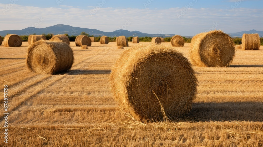 Photography of Haystacks in a Wheat Field