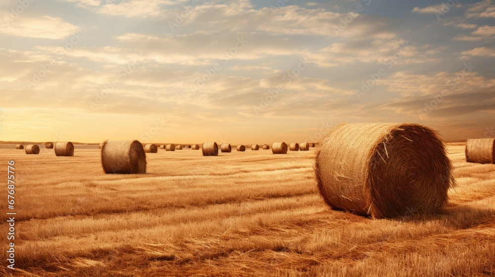 Photography of Haystacks in a Wheat Field