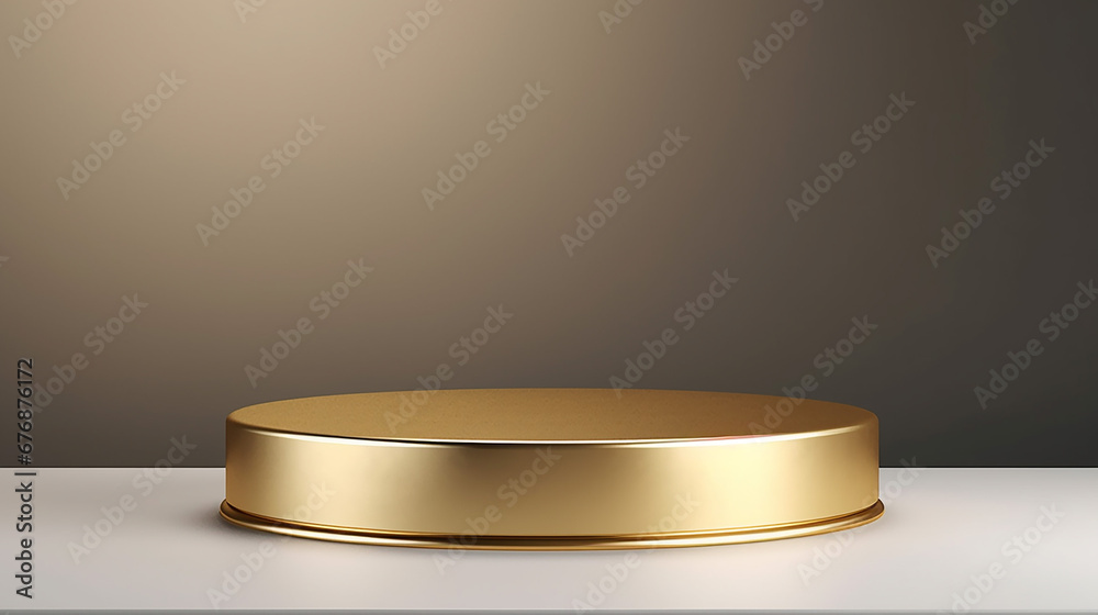 gold luxury podium pedestal product display on white background. Made with generative ai