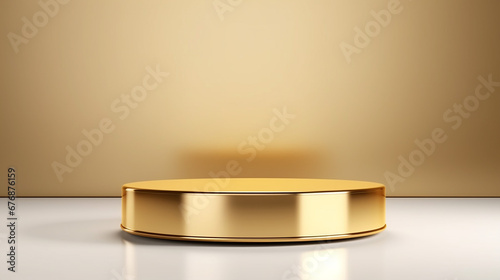 gold luxury podium pedestal product display on white background. Made with generative ai