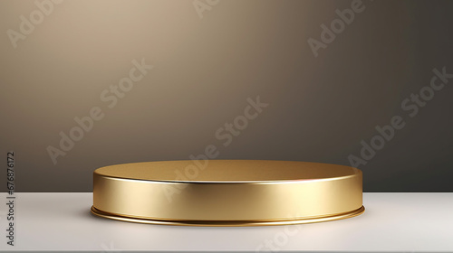 gold luxury podium pedestal product display on white background. Made with generative ai