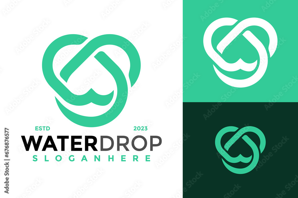 Letter W Water Drop Logo design vector symbol icon illustration