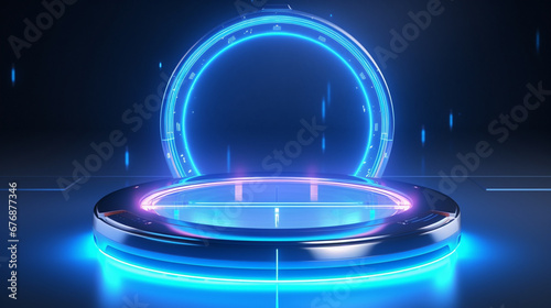 Abstract high tech futuristic technology design. Round shape. Circle Sci-fi element light and lights