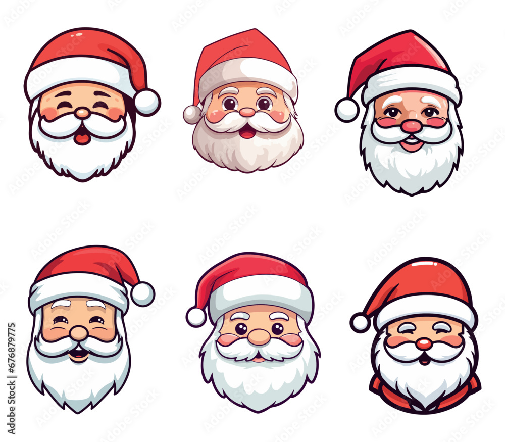 Santa Claus head vector, print ready, re-editable eps file format, suitable for clip art, cut file, cricut.
