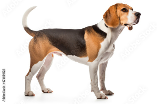 Beagle dog side view on white background © Venka