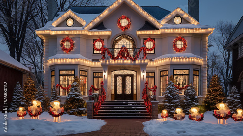 house decorated for christmas with amazing decorations and led lights