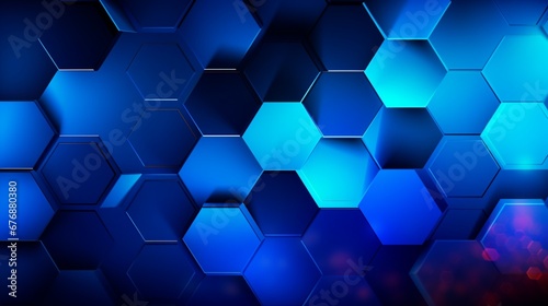Blue gradient vector background with hexagone.Generative AI
