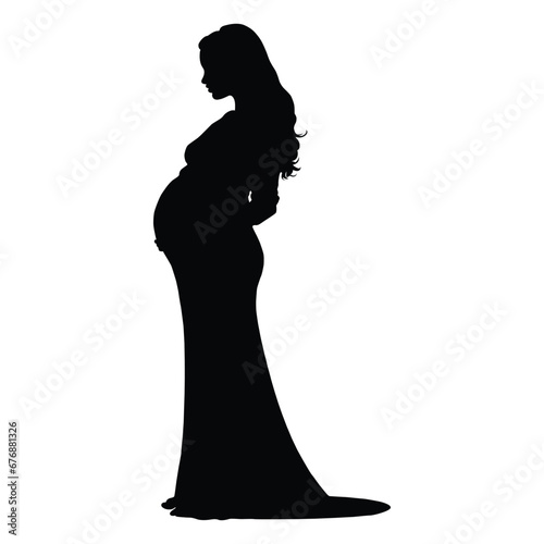 Pregnant women Silhouette on White
