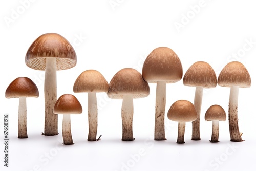 Shimeji mushrooms isolated on white background. Generative Ai