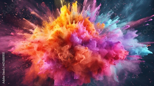 Explosion of multicolored powder.Generative AI