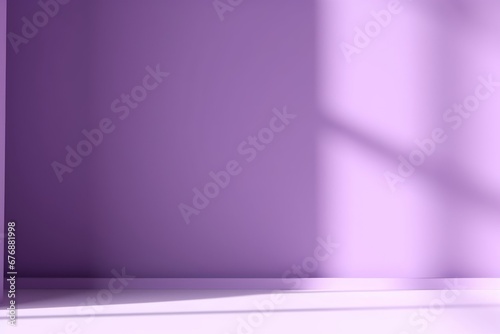 Abstract purple studio background for product presentation. Empty room with shadows of window. Display product with blurred backdrop  Generative AI