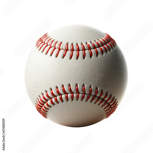 A new baseball with prominent red stitching, perfect for sports equipment advertising, game day graphics, or sporting goods promotions.