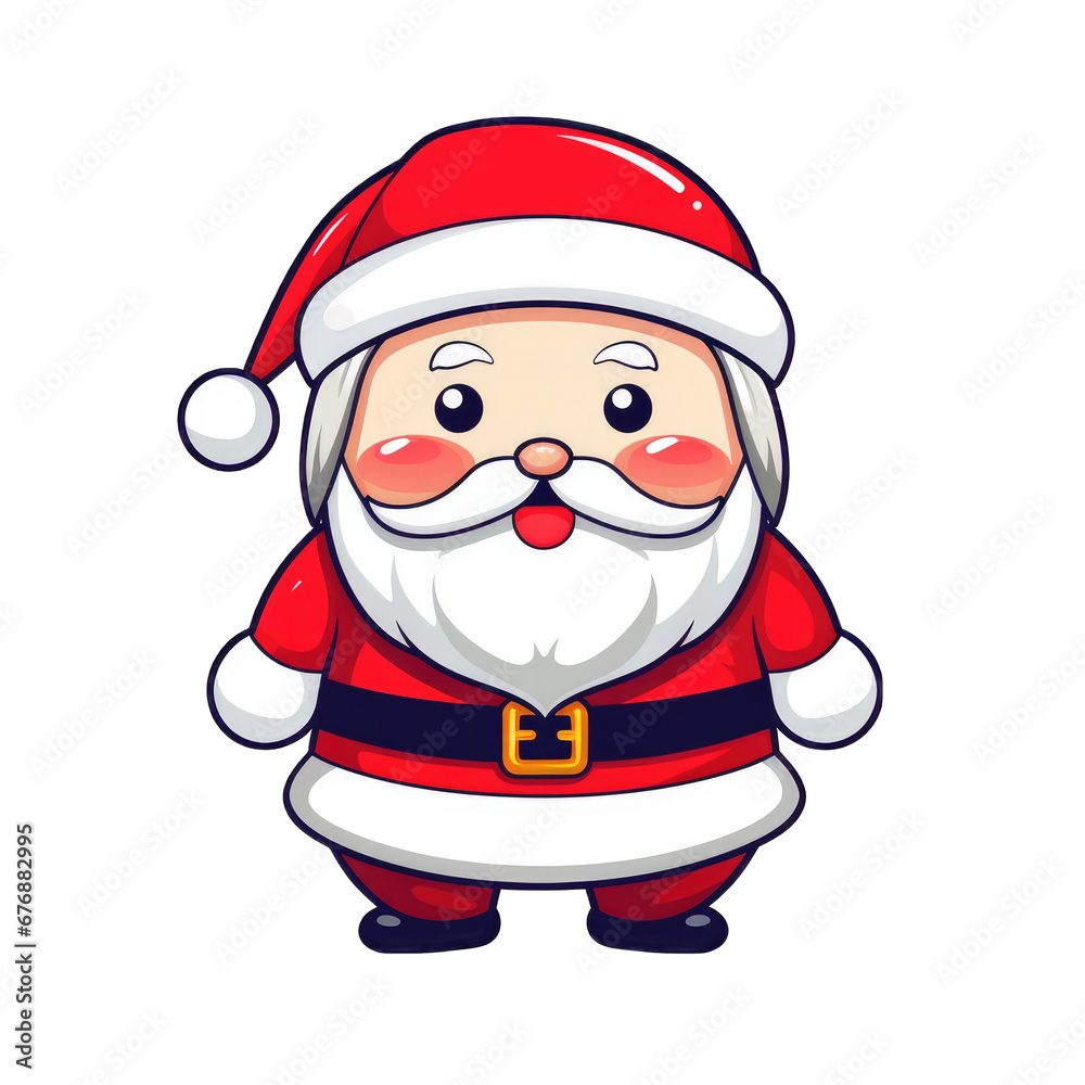 Kawaii cartoon santa claus, isolated on white background