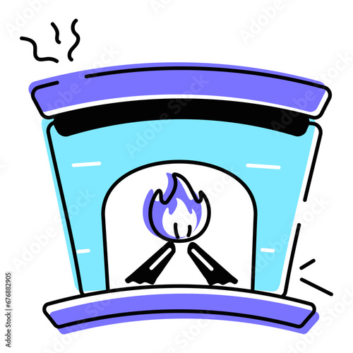 Here’s a doodle icon deciding fireplace 