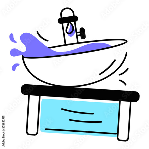 Here’s a hand drawn icon depicting wash basin 